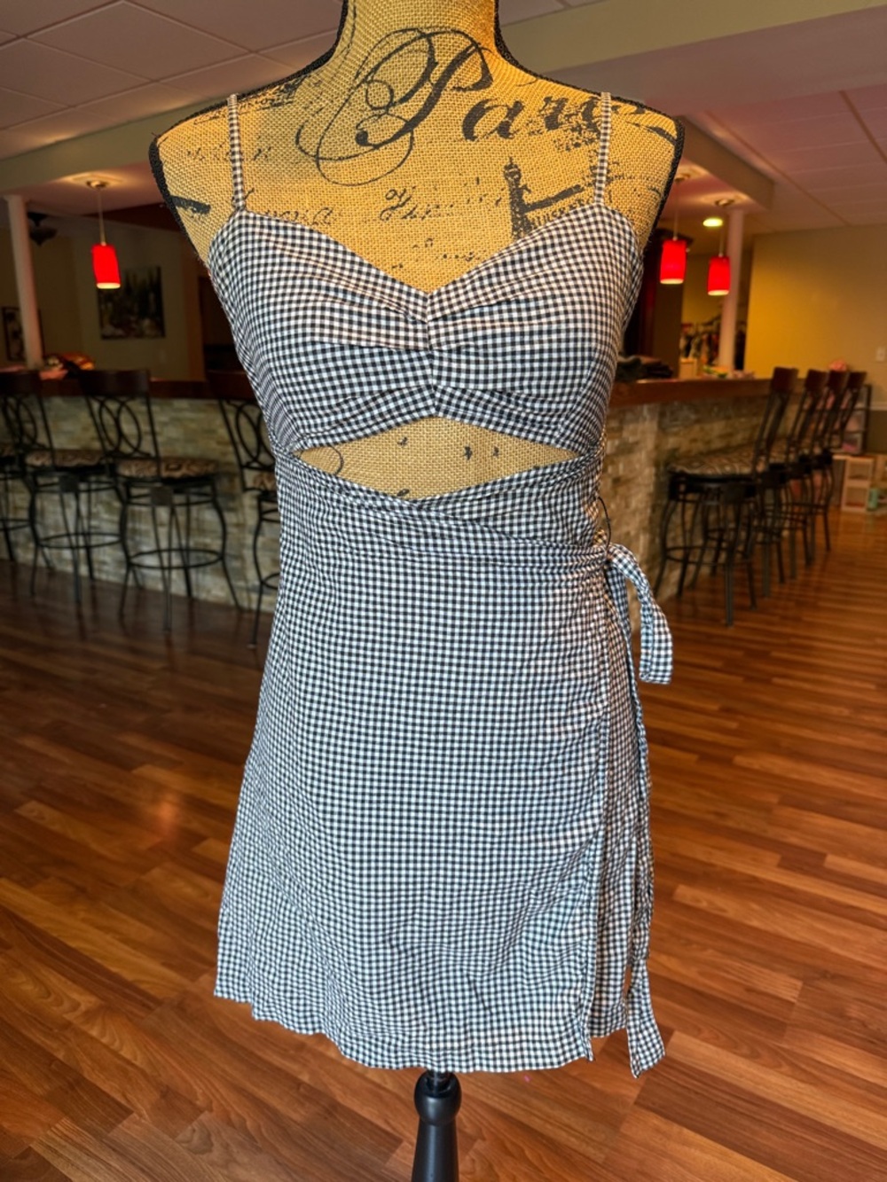 Free People size XS gingham print true wrap dress - Picture 4 of 9
